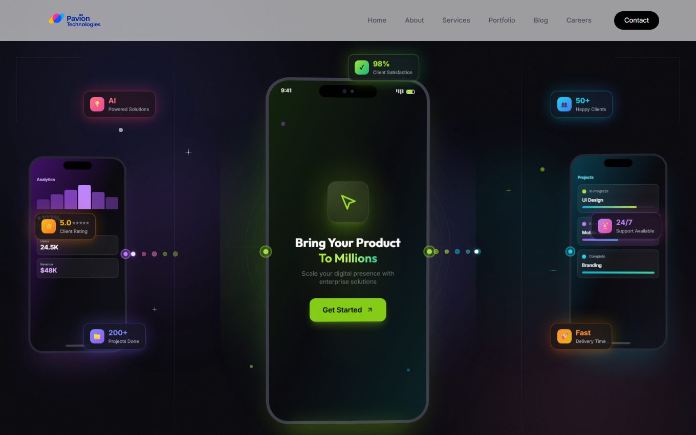 Pavion Technologies — Studio site built as a product showcase