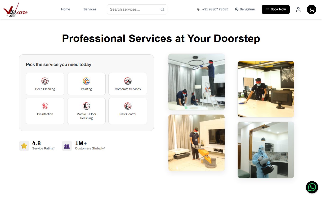 V3 Care — Multi-city home services booking platform